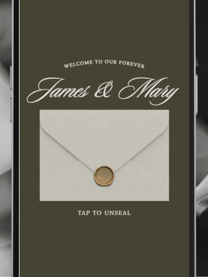 Olive Green Wedding Website Template with RSVP, Music and Countdown Timer: Old Money Wedding Invitation | Classic Digital Invitation