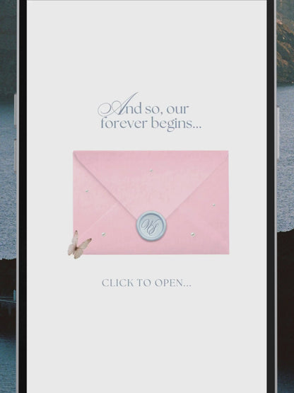 Blush Pink & Blue Floral Wedding Website Template with RSVP, Countdown and Music: Editable Canva Design (Digital Download)
