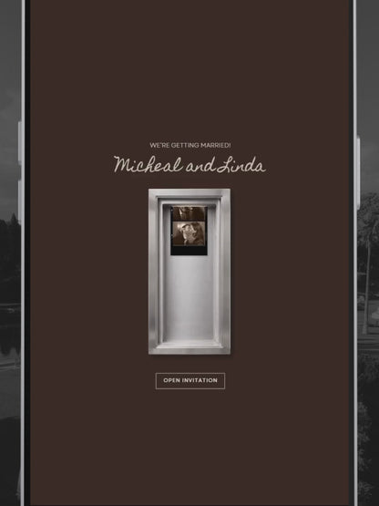 Brown Photo Booth Wedding Website Template with RSVP,Music and Countdown Timer: Modern Digital Wedding Invitation | Instant Download