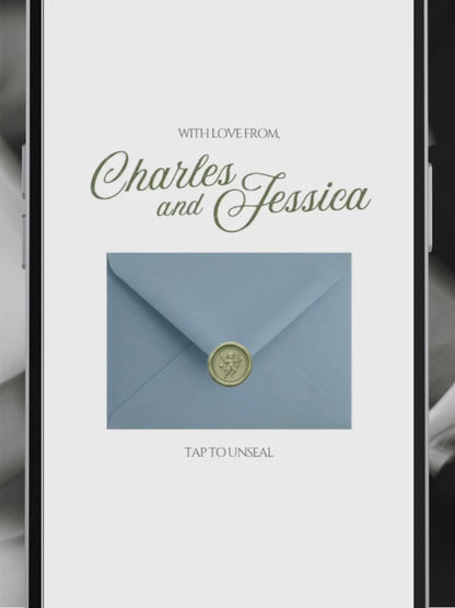 Dusty Blue Wedding Website Template with RSVP, Music and Countdown Timer: Elegant Editable Old Money Canva Site | Invitation Classic Wedding