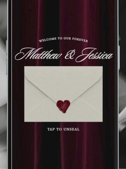 Old Money Wedding Website Template with RSVP, Music and Countdown Timer: Classic Burgundy Digital Invitation